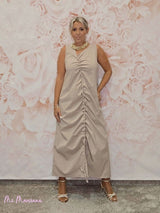 VESTIDO LARGO FRUNCIDO JOT - Mi Marciana