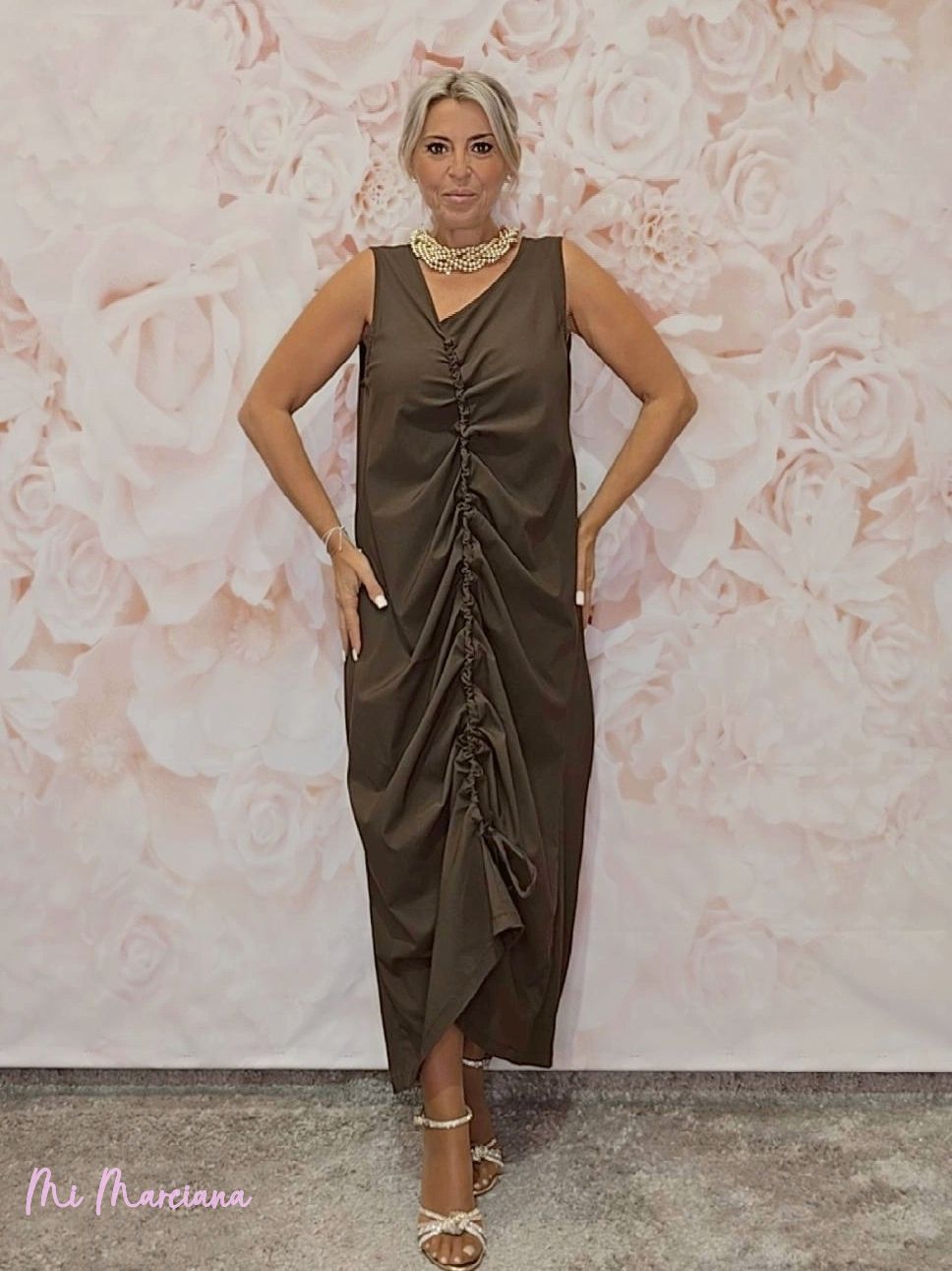 VESTIDO LARGO FRUNCIDO JOT - Mi Marciana