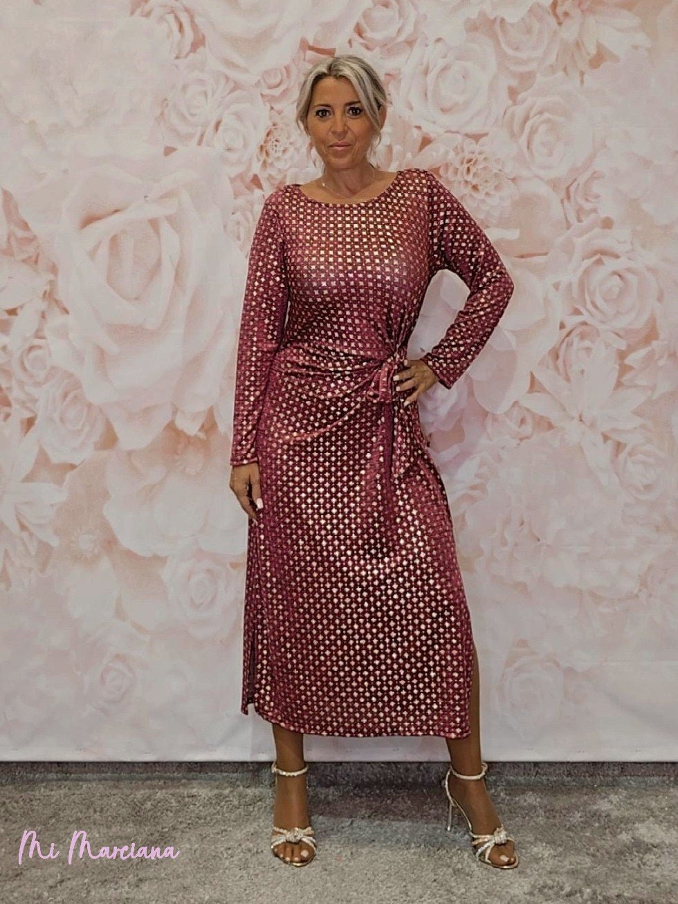 VESTIDO LARGO NUDO ESTAMPADO METALIZADO JOT - Mi Marciana