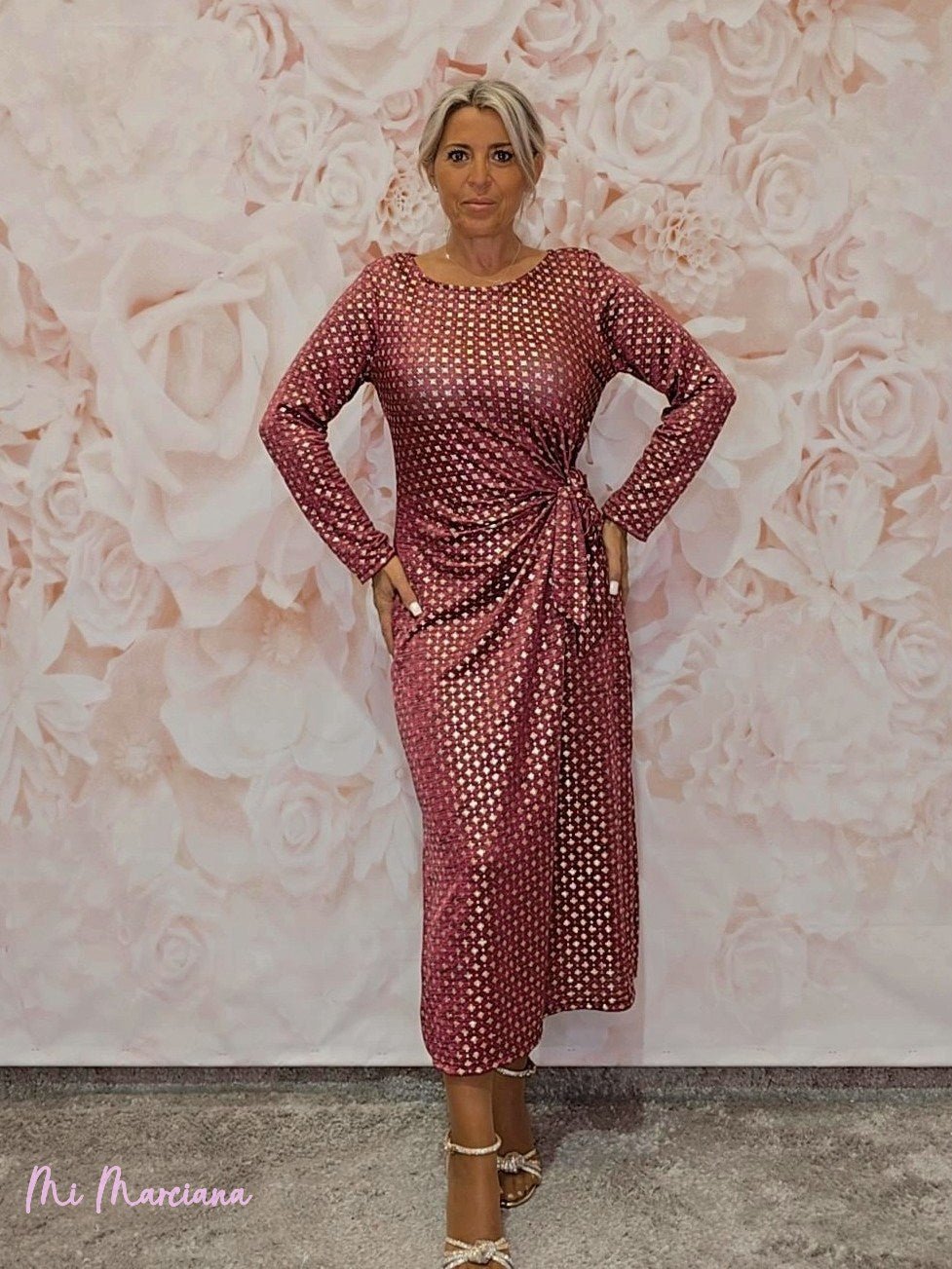 VESTIDO LARGO NUDO ESTAMPADO METALIZADO JOT - Mi Marciana