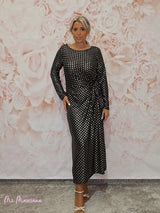 VESTIDO LARGO NUDO ESTAMPADO METALIZADO JOT - Mi Marciana