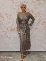 VESTIDO LARGO NUDO ESTAMPADO METALIZADO JOT - Mi Marciana