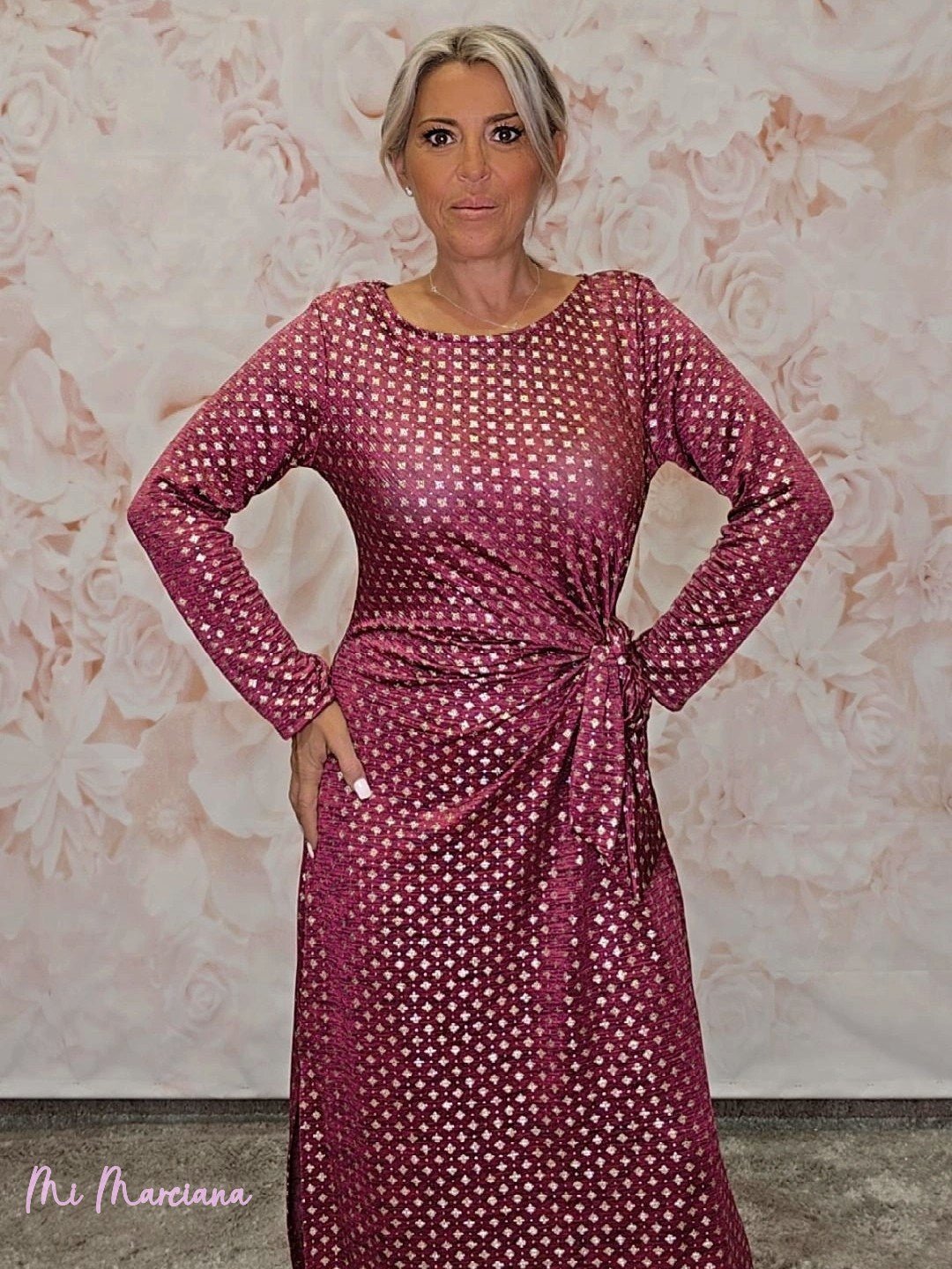 VESTIDO LARGO NUDO ESTAMPADO METALIZADO JOT - Mi Marciana