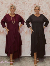 VESTIDO LARGO PUNTO ROMA CAPAS JOT - Mi Marciana