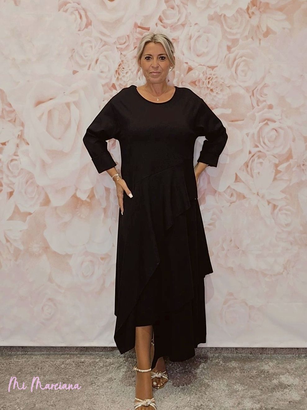 VESTIDO LARGO PUNTO ROMA CAPAS JOT - Mi Marciana