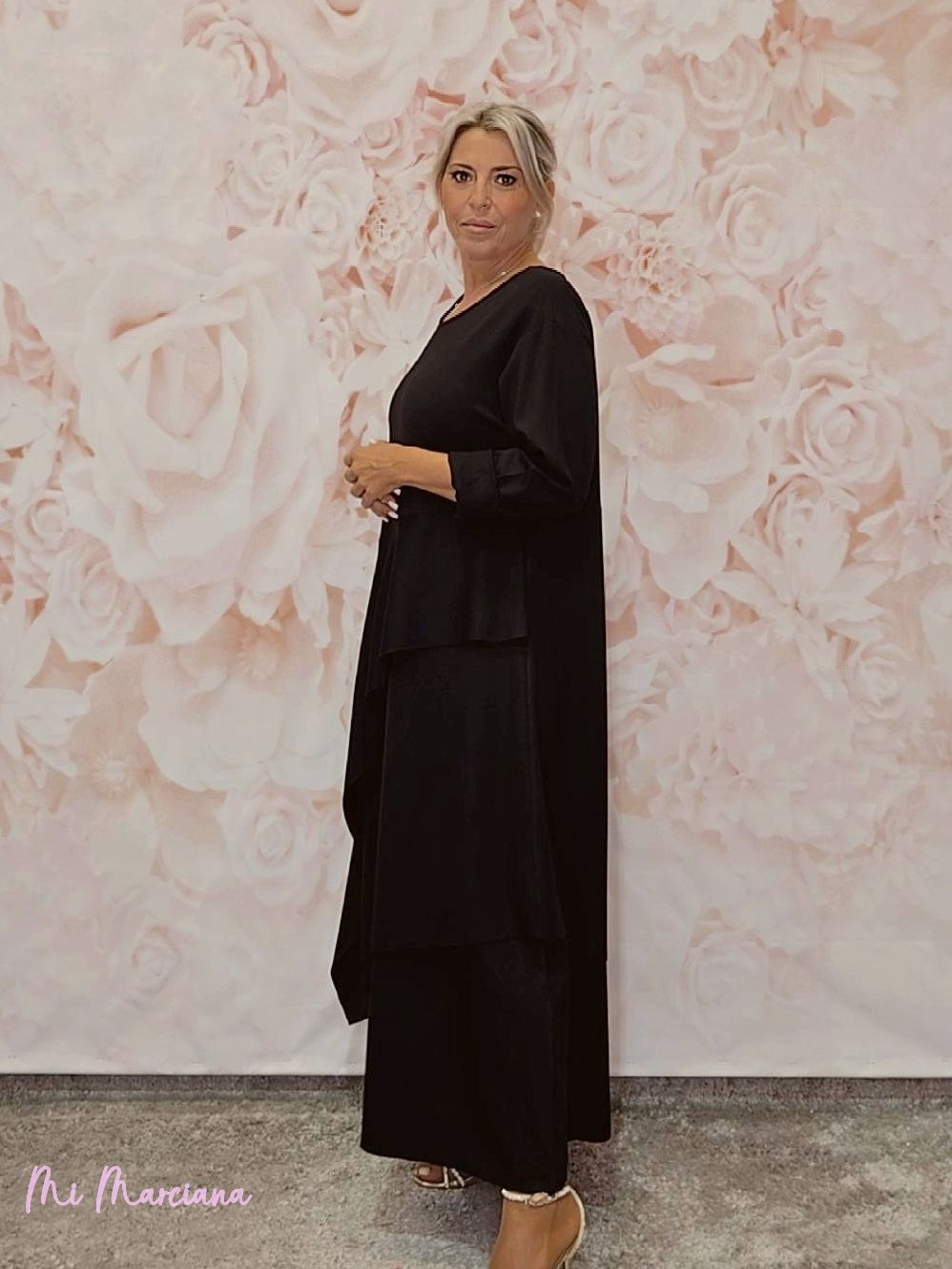 VESTIDO LARGO PUNTO ROMA CAPAS JOT - Mi Marciana