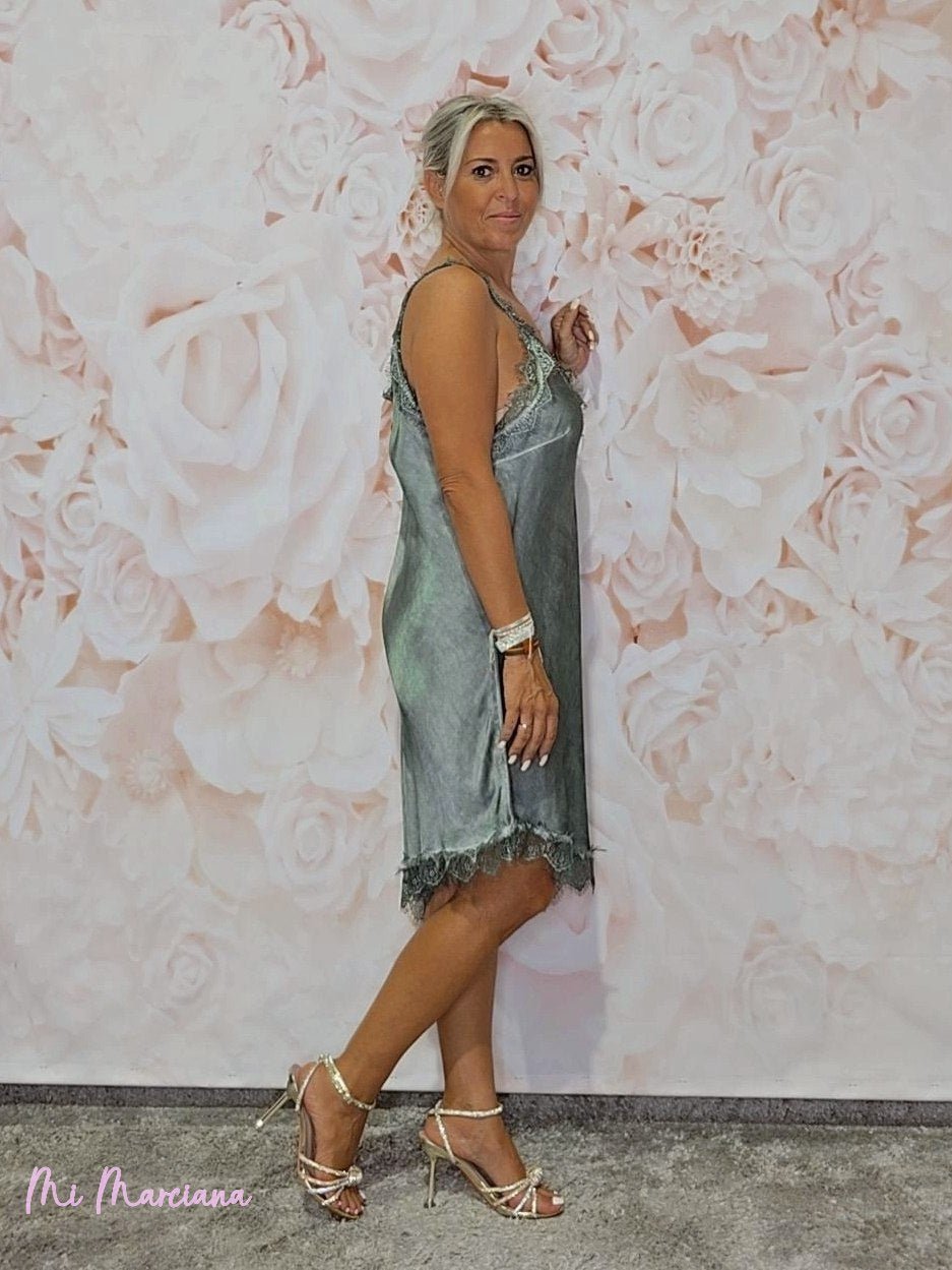 VESTIDO LENCERO CORTO ASIMÉTRICO JOT - Mi Marciana