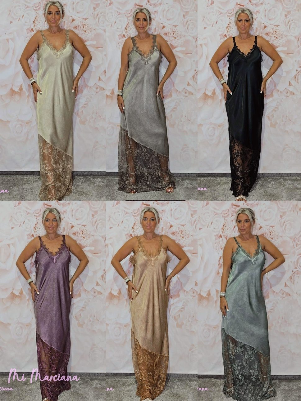 VESTIDO LENCERO LARGO ENCAJE JOT - Mi Marciana