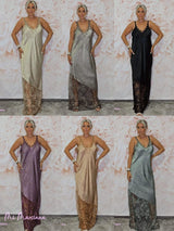 VESTIDO LENCERO LARGO ENCAJE JOT - Mi Marciana