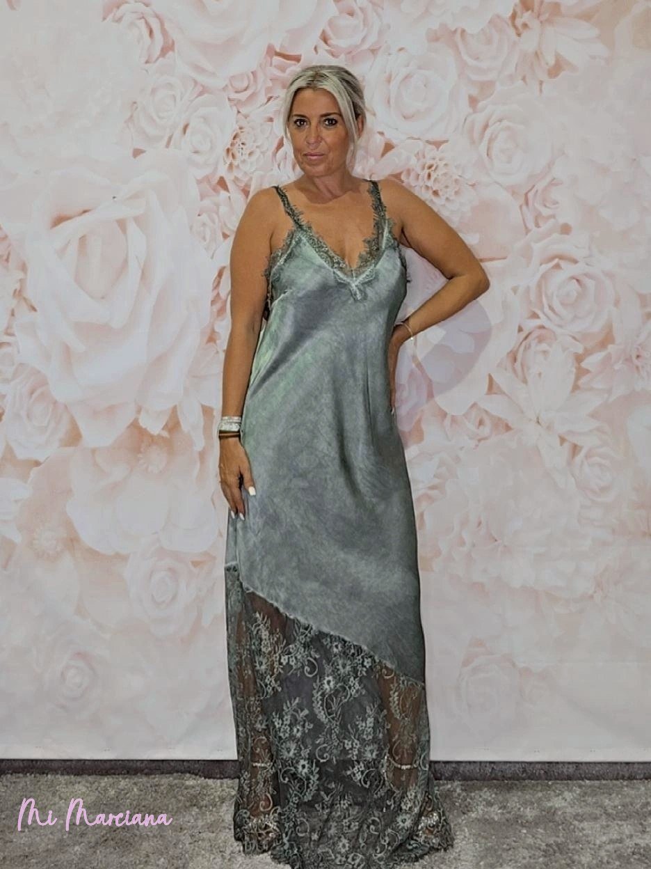 VESTIDO LENCERO LARGO ENCAJE JOT - Mi Marciana