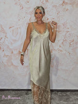 VESTIDO LENCERO LARGO ENCAJE JOT - Mi Marciana