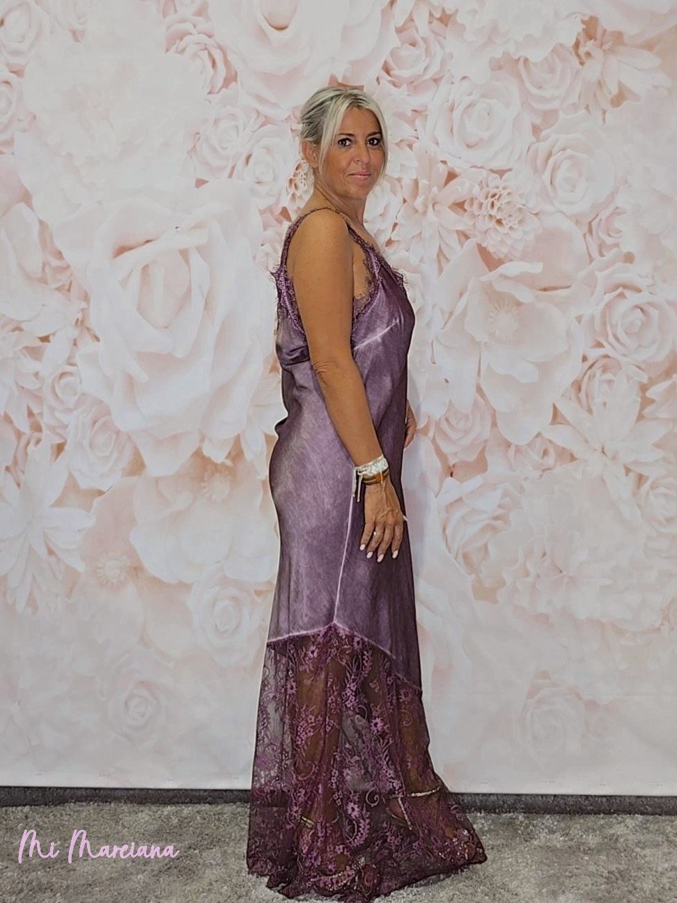 VESTIDO LENCERO LARGO ENCAJE JOT - Mi Marciana