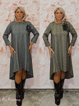 VESTIDO PUNTO ROMA ASIMÉTRICO ESPIGA JOT - Mi Marciana