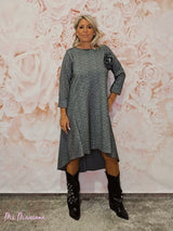 VESTIDO PUNTO ROMA ASIMÉTRICO ESPIGA JOT - Mi Marciana