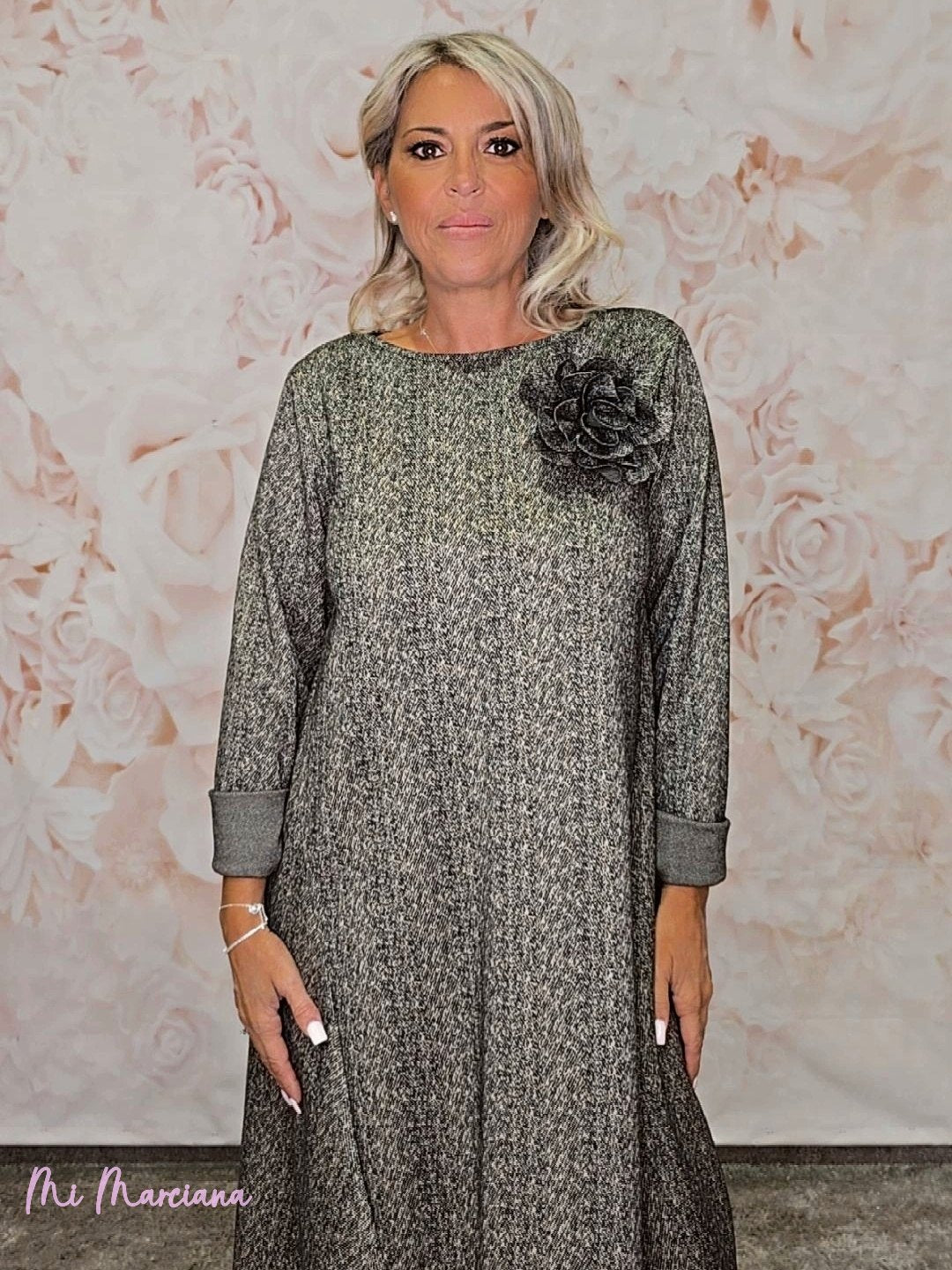 VESTIDO PUNTO ROMA ASIMÉTRICO ESPIGA JOT - Mi Marciana