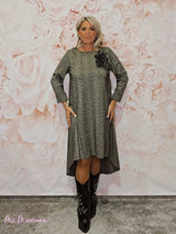 VESTIDO PUNTO ROMA ASIMÉTRICO ESPIGA JOT - Mi Marciana