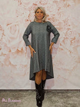 VESTIDO PUNTO ROMA ASIMÉTRICO ESPIGA JOT - Mi Marciana