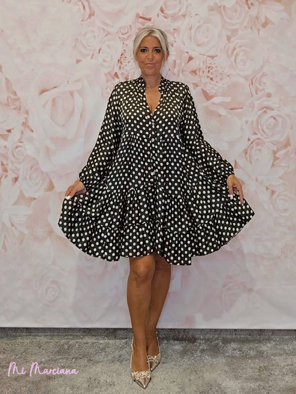 VESTIDO SEDA LUNARES CORTO ARENA JOT - Mi Marciana