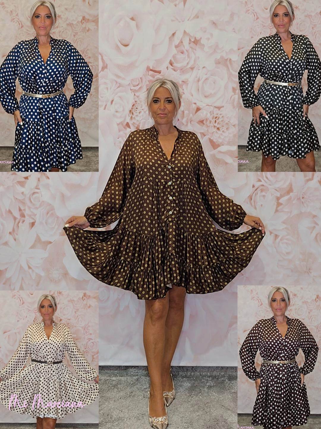 VESTIDO SEDA LUNARES CORTO ARENA JOT - Mi Marciana