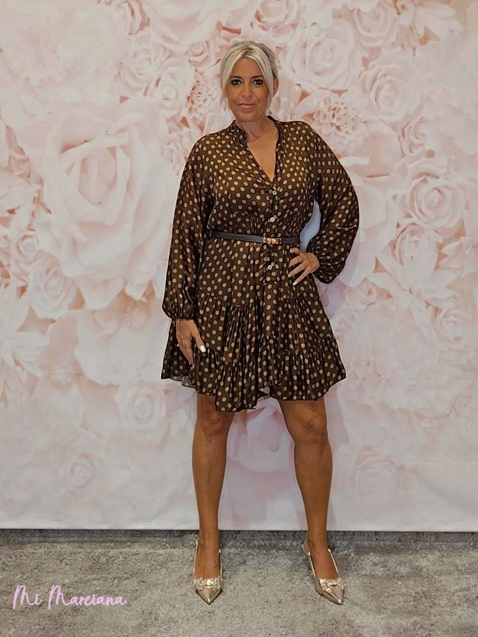 VESTIDO SEDA LUNARES CORTO ARENA JOT - Mi Marciana