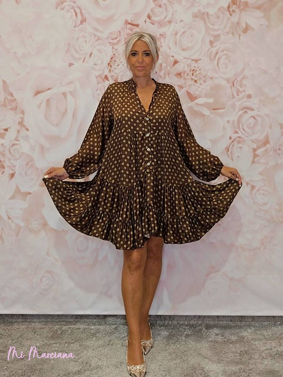 VESTIDO SEDA LUNARES CORTO ARENA JOT - Mi Marciana