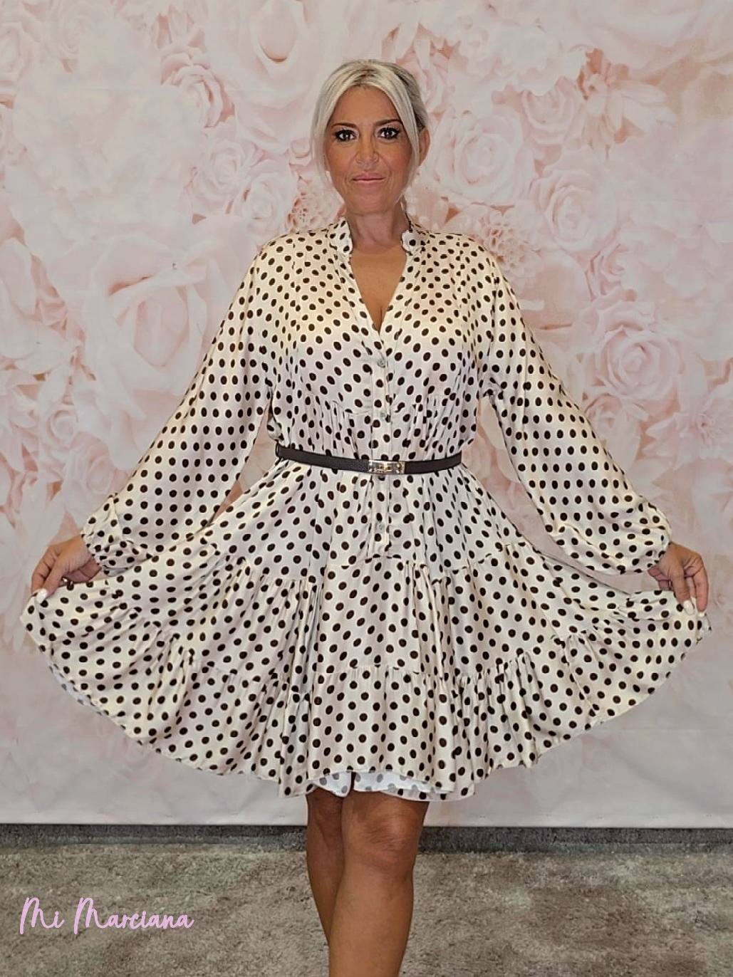 VESTIDO SEDA LUNARES CORTO ARENA JOT - Mi Marciana