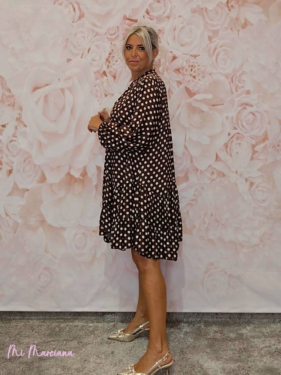 VESTIDO SEDA LUNARES CORTO ARENA JOT - Mi Marciana