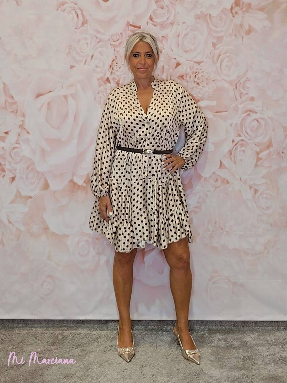 VESTIDO SEDA LUNARES CORTO ARENA JOT - Mi Marciana