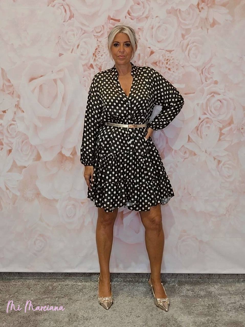 VESTIDO SEDA LUNARES CORTO ARENA JOT - Mi Marciana