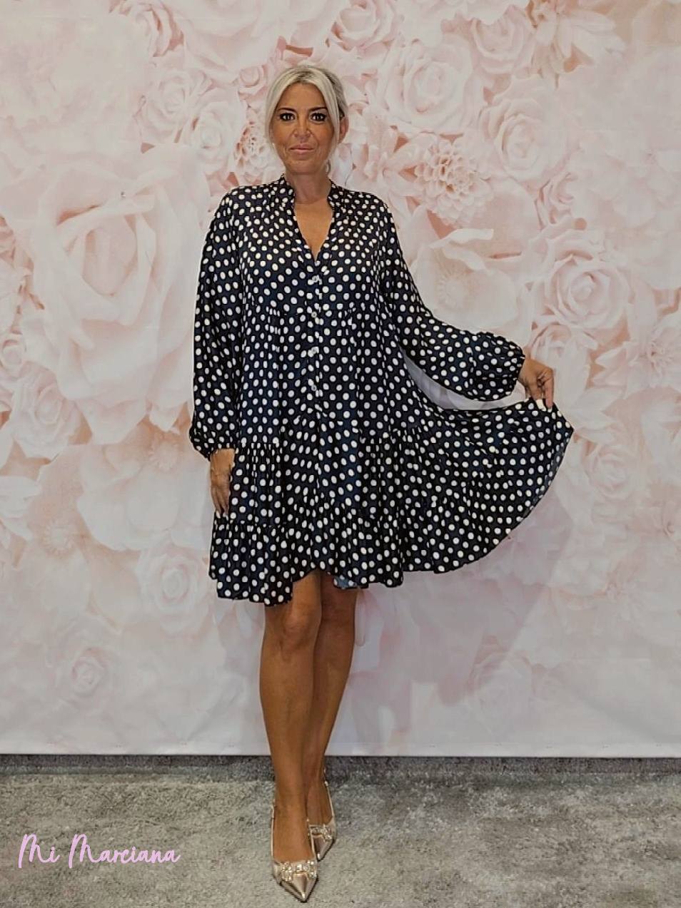 VESTIDO SEDA LUNARES CORTO ARENA JOT - Mi Marciana