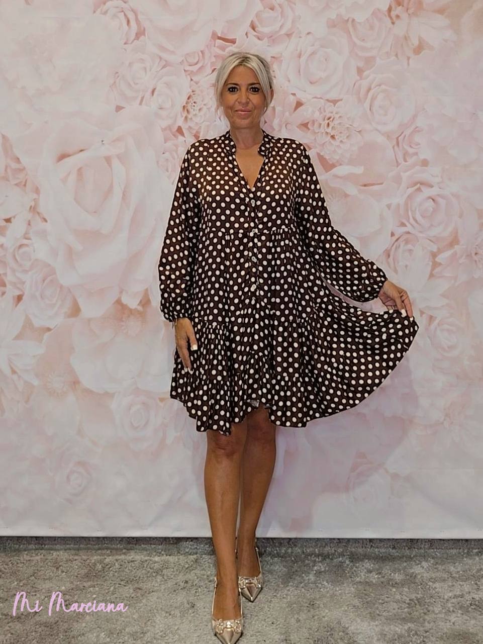 VESTIDO SEDA LUNARES CORTO ARENA JOT - Mi Marciana