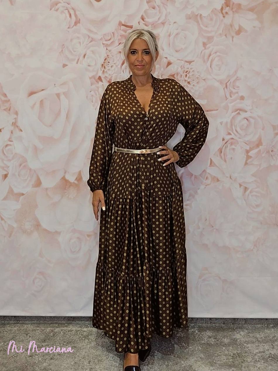 VESTIDO SEDA LUNARES LARGO ARENA JOT - Mi Marciana