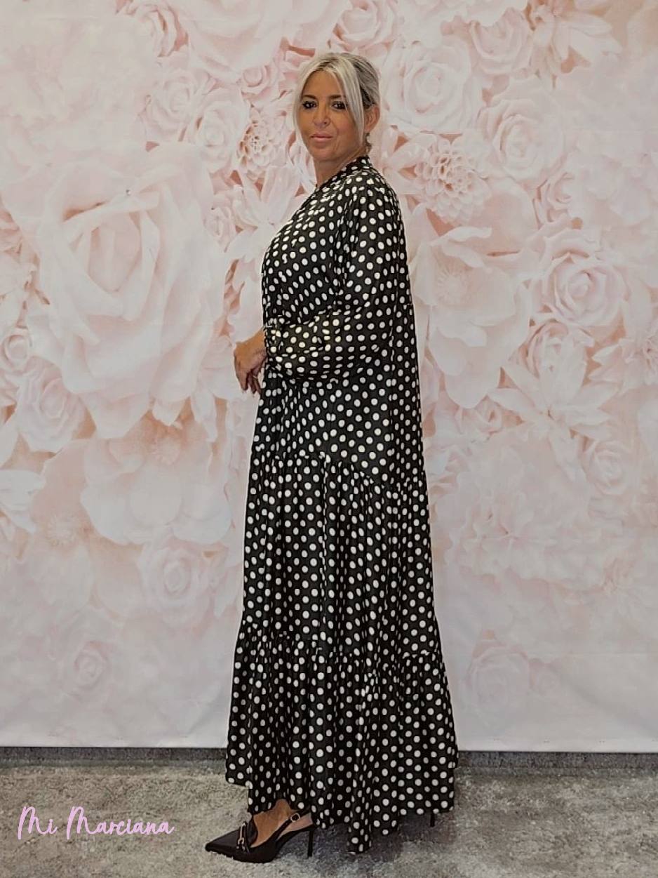 VESTIDO SEDA LUNARES LARGO ARENA JOT - Mi Marciana