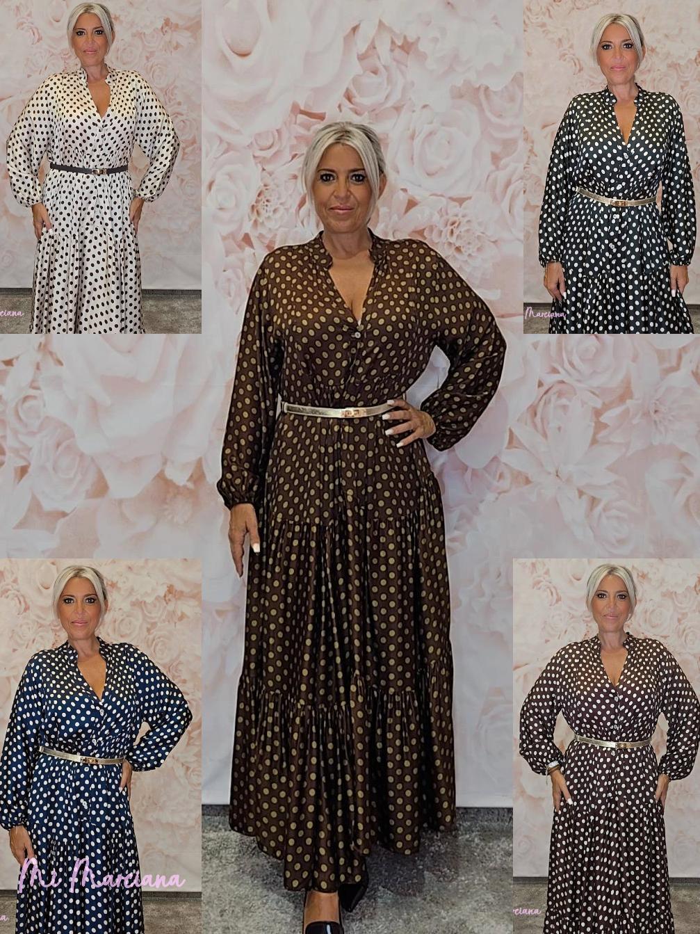 VESTIDO SEDA LUNARES LARGO ARENA JOT - Mi Marciana