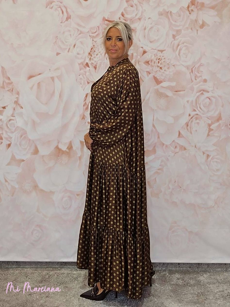 VESTIDO SEDA LUNARES LARGO ARENA JOT - Mi Marciana