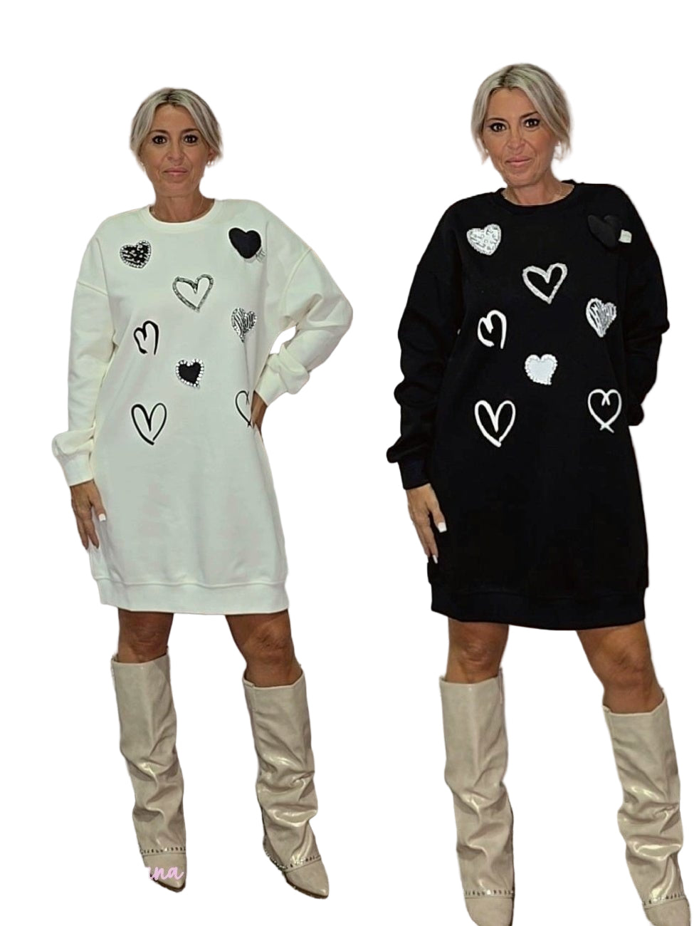 VESTIDO SUDADERA CORAZONES - Mi Marciana