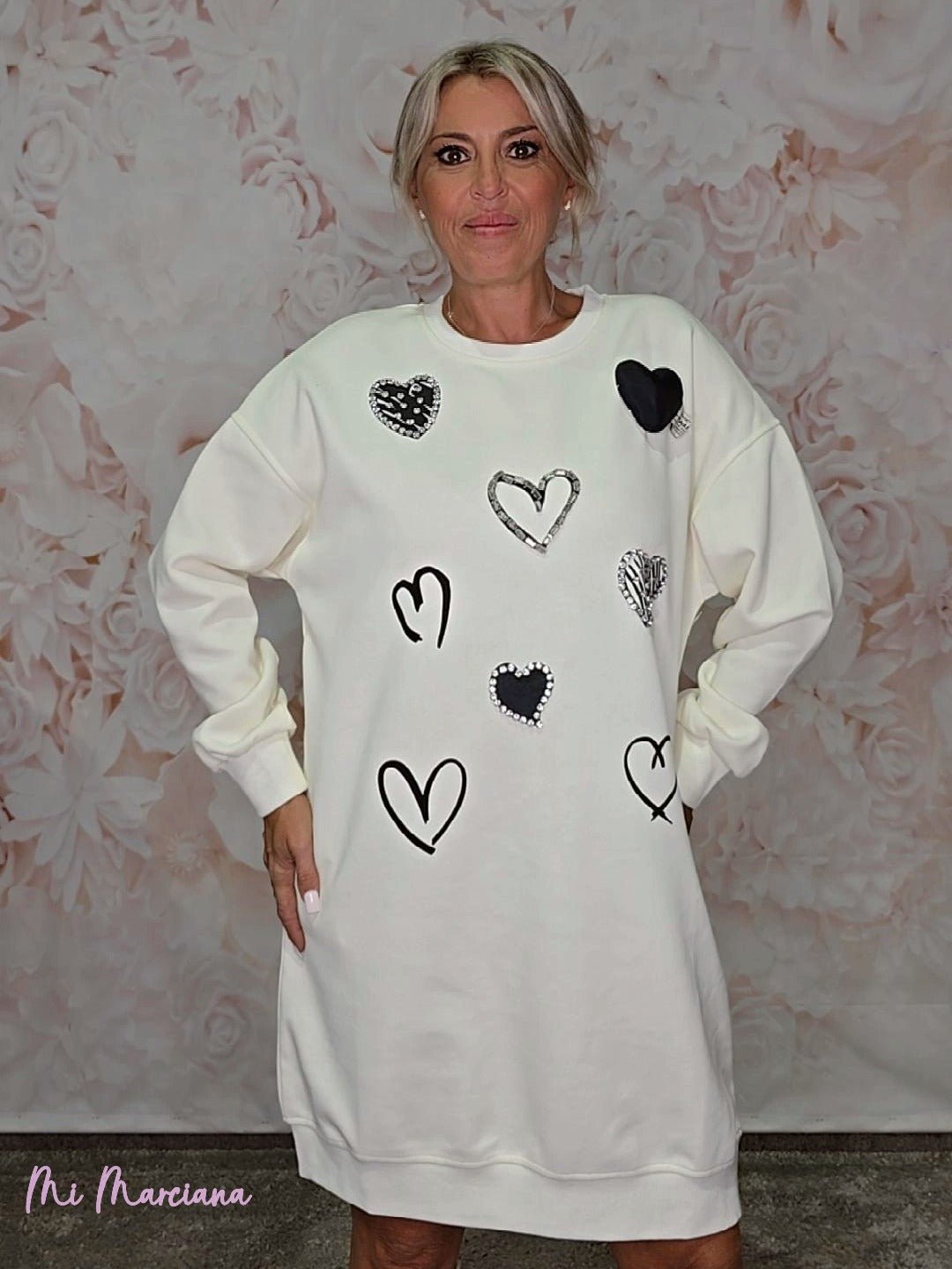VESTIDO SUDADERA CORAZONES - Mi Marciana
