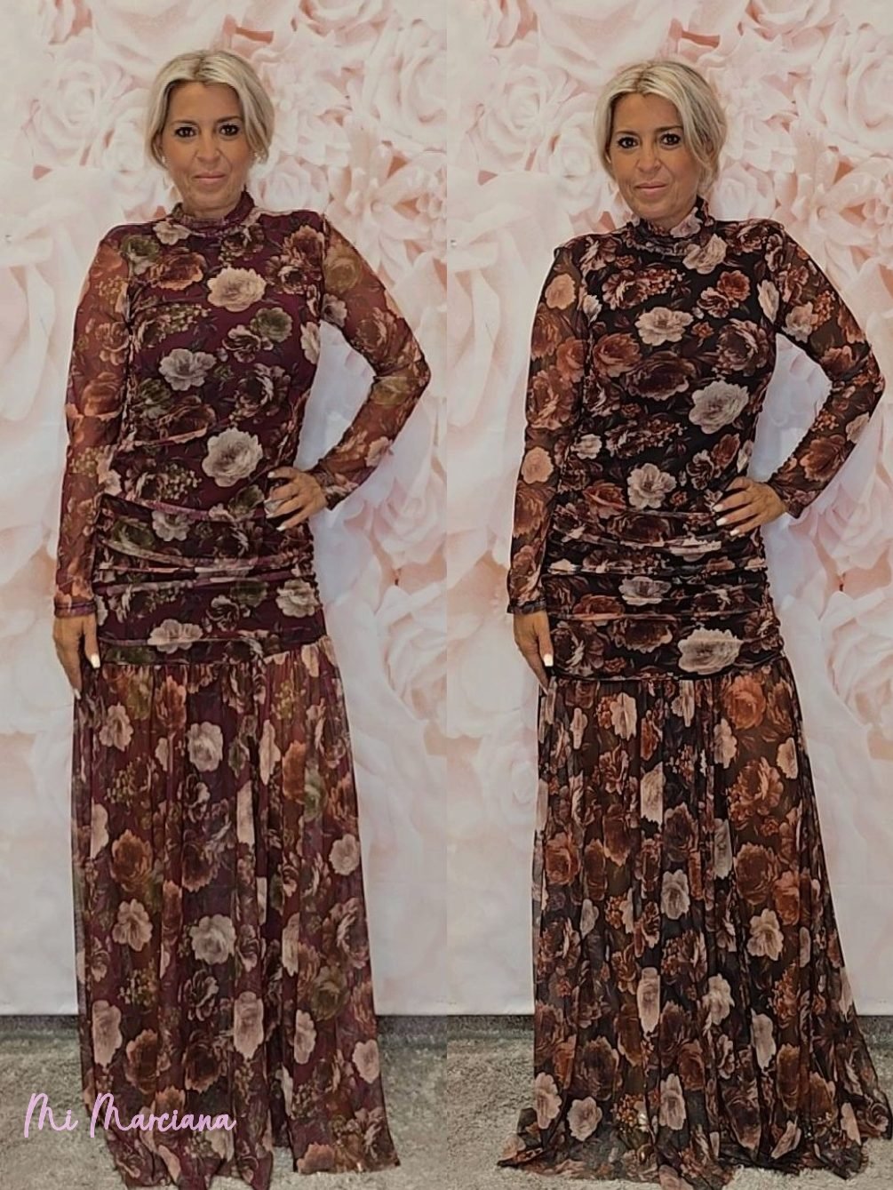 VESTIDO TUL DRAPEADO FLORES JOT - Mi Marciana