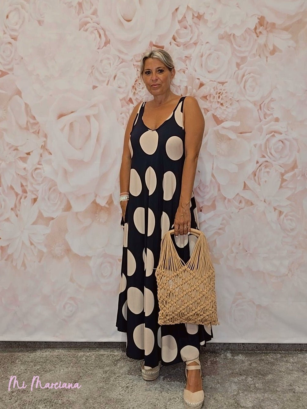 VESTIDO VUELO LUNARES MARINO - Mi Marciana