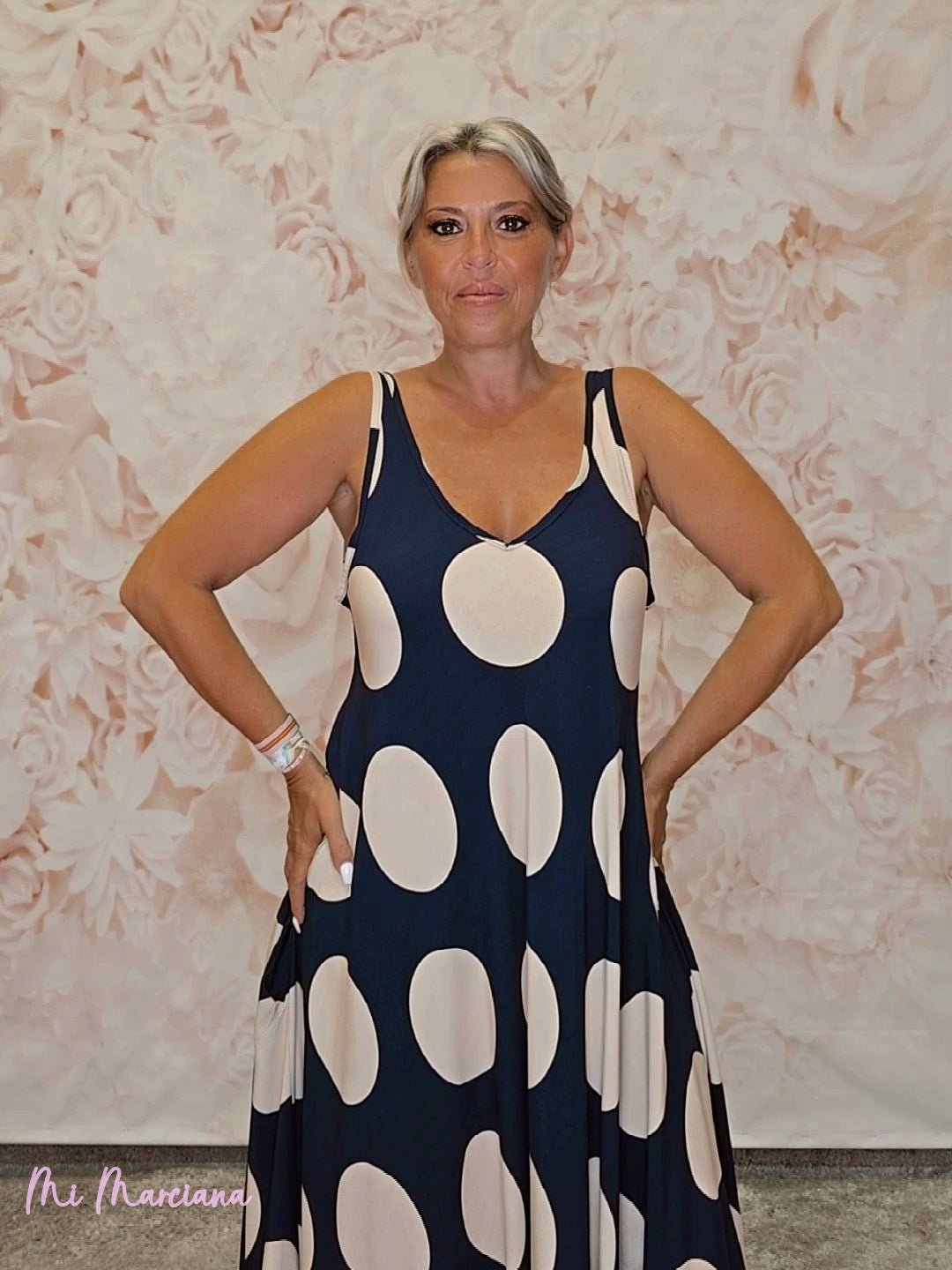 VESTIDO VUELO LUNARES MARINO - Mi Marciana