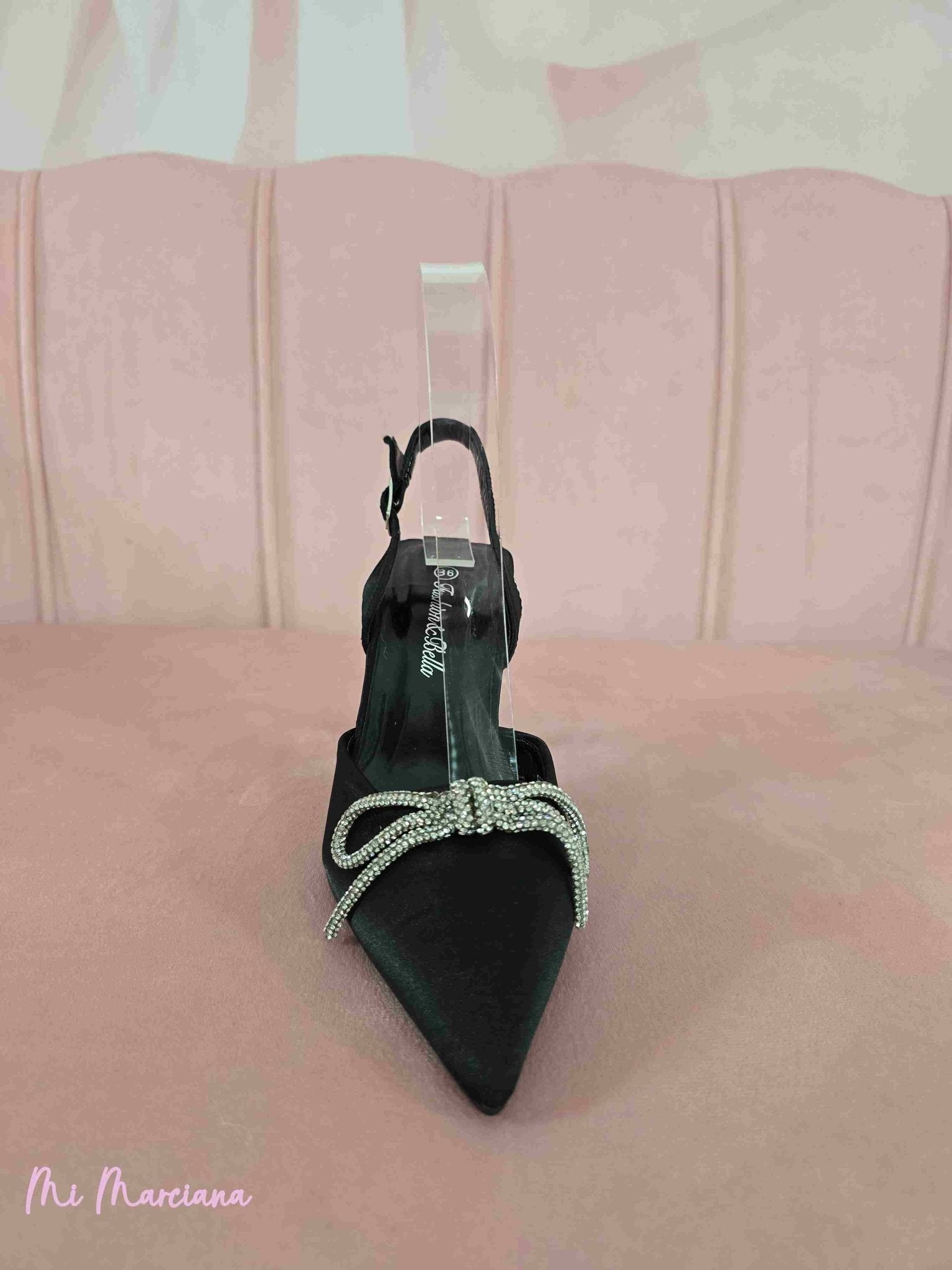 ZAPATO DESTALONADO RASO LAZO STRASS - Mi Marciana