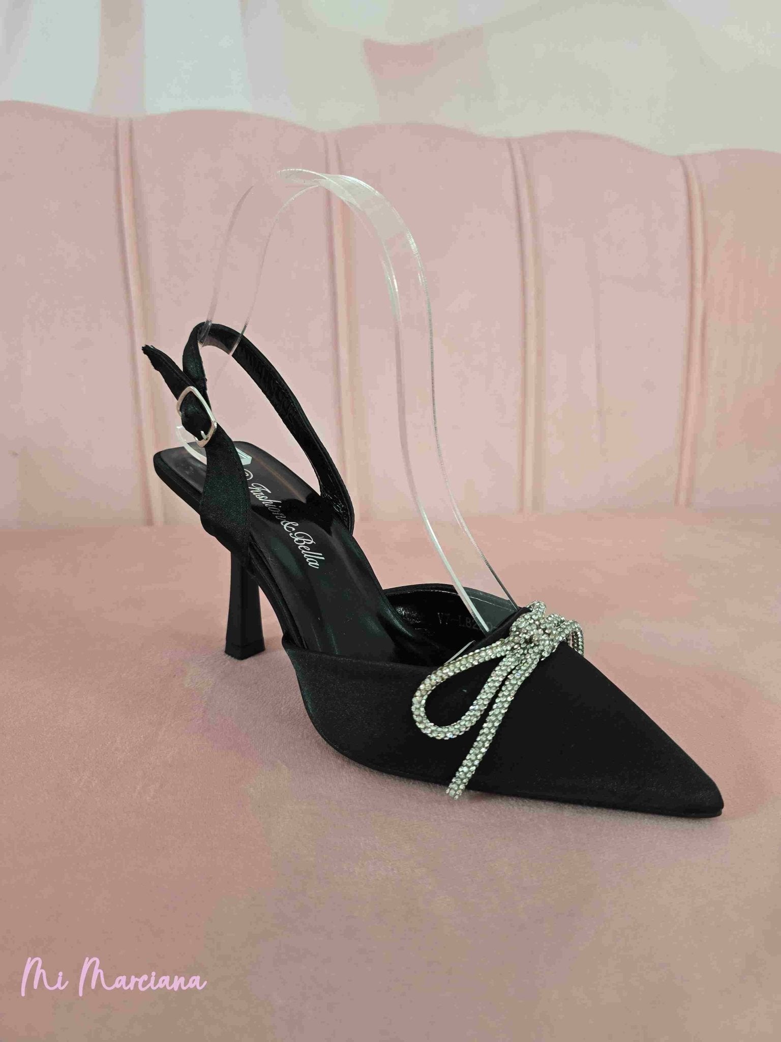 ZAPATO DESTALONADO RASO LAZO STRASS - Mi Marciana