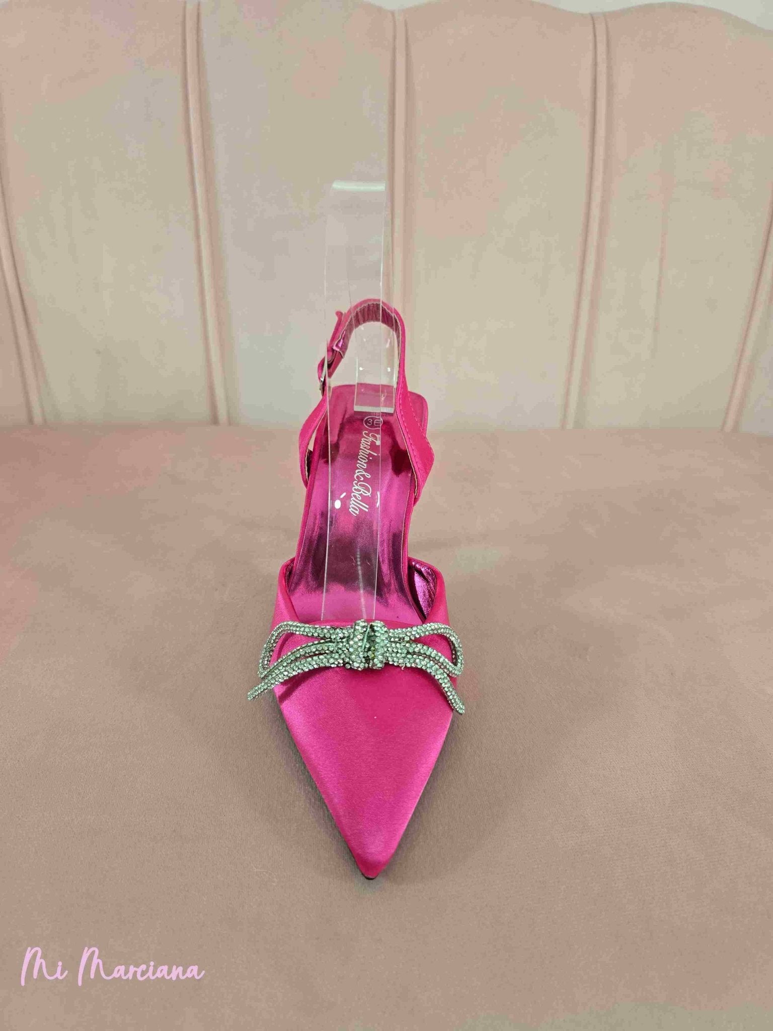 ZAPATO DESTALONADO RASO LAZO STRASS - Mi Marciana