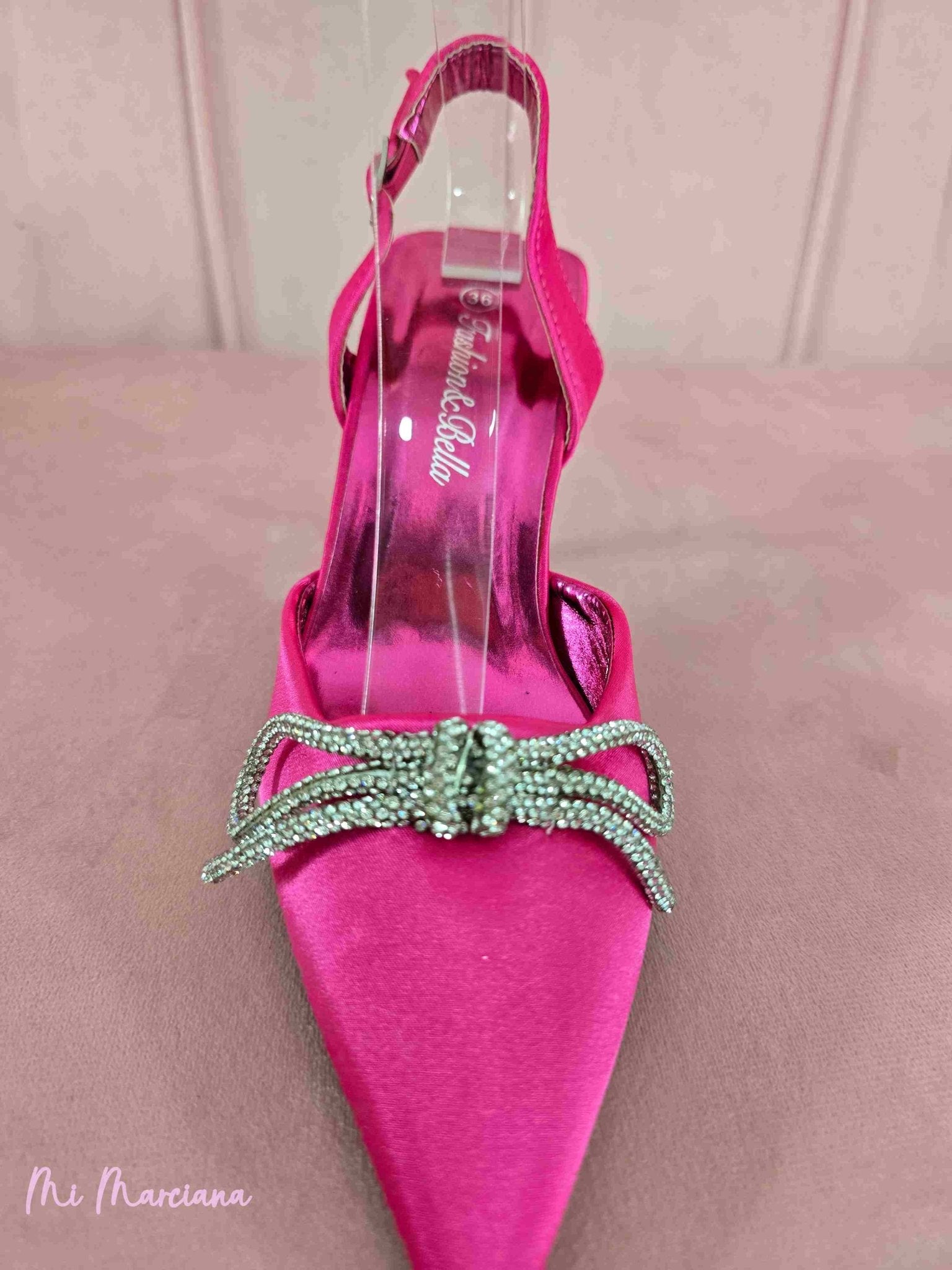 ZAPATO DESTALONADO RASO LAZO STRASS - Mi Marciana