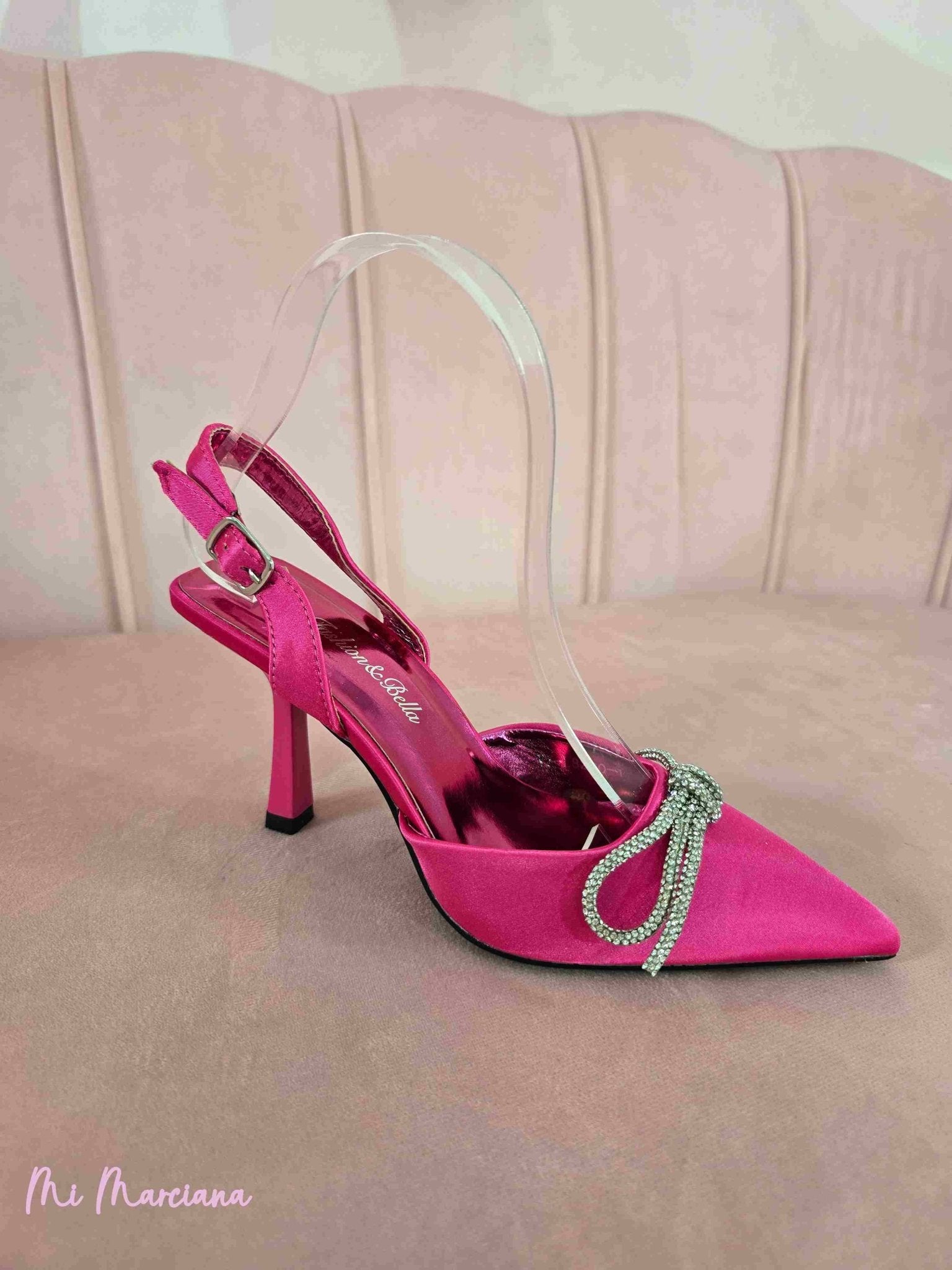 ZAPATO DESTALONADO RASO LAZO STRASS - Mi Marciana