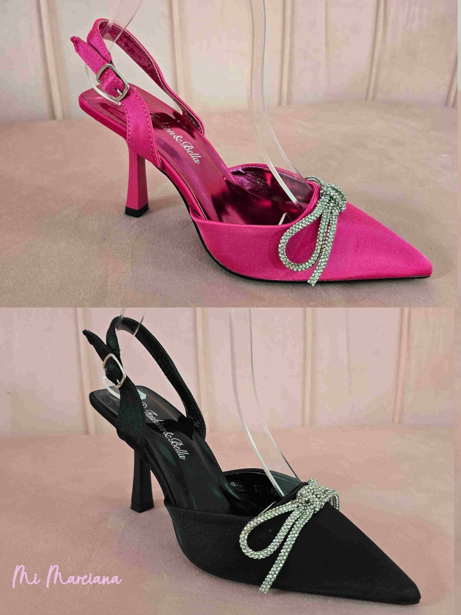 ZAPATO DESTALONADO RASO LAZO STRASS - Mi Marciana